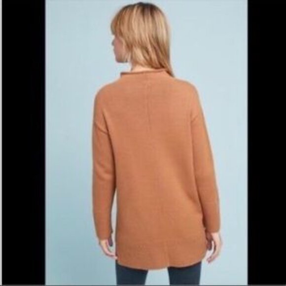 Moth Anthropologie Saskia Mock Neck Long Tunic Sweater XS Relaxed Fit  Brown - Picture 2 of 10